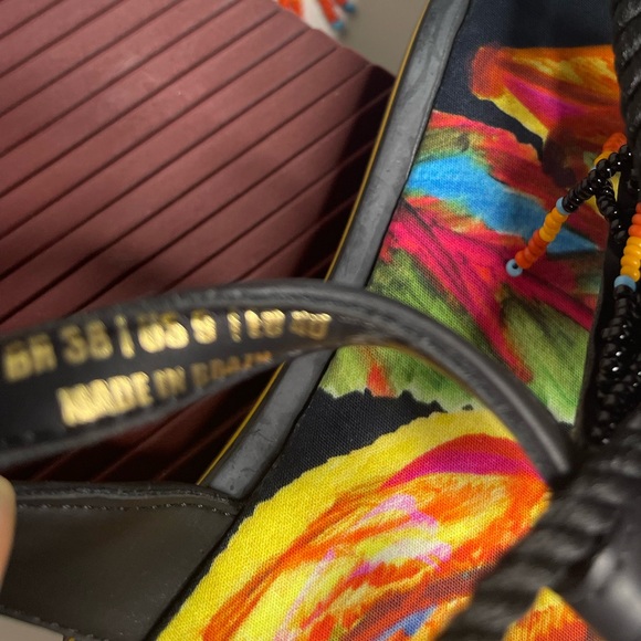 Farm Rio Black Banana Beaded Flat Sandal 9 - Picture 6 of 7